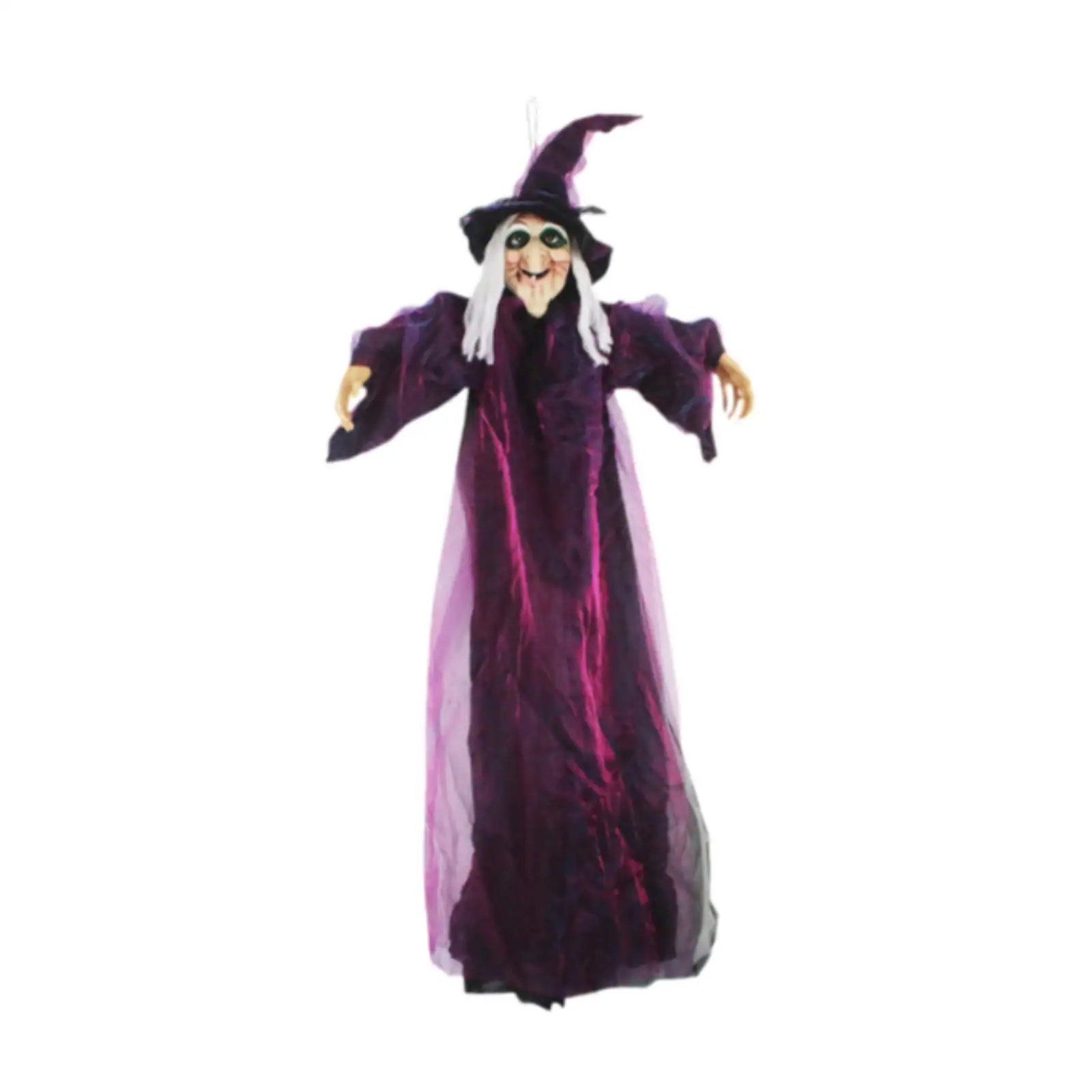 Halloween Hanging Witch Height 180cm Animated Talking Witch for Spooky Events Porch Outside Halloween Parties Scary Mazes