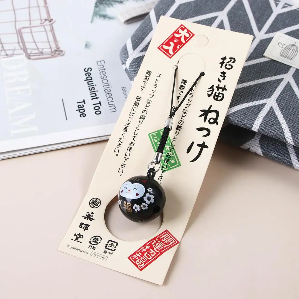Jewelry Craft Decor Red Bag Pendants Water Bells DIY Trinkets Lucky Cat Keychains Japan Daruma Bells Pendant Keyring