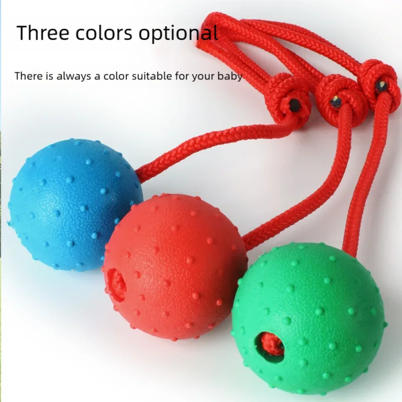 Ball On Rope Dog Toy Bite Resistant Pet Ball Interactive Dog Ball With Rope Training Ball Launchers Squeaky Tug Chew Toy For