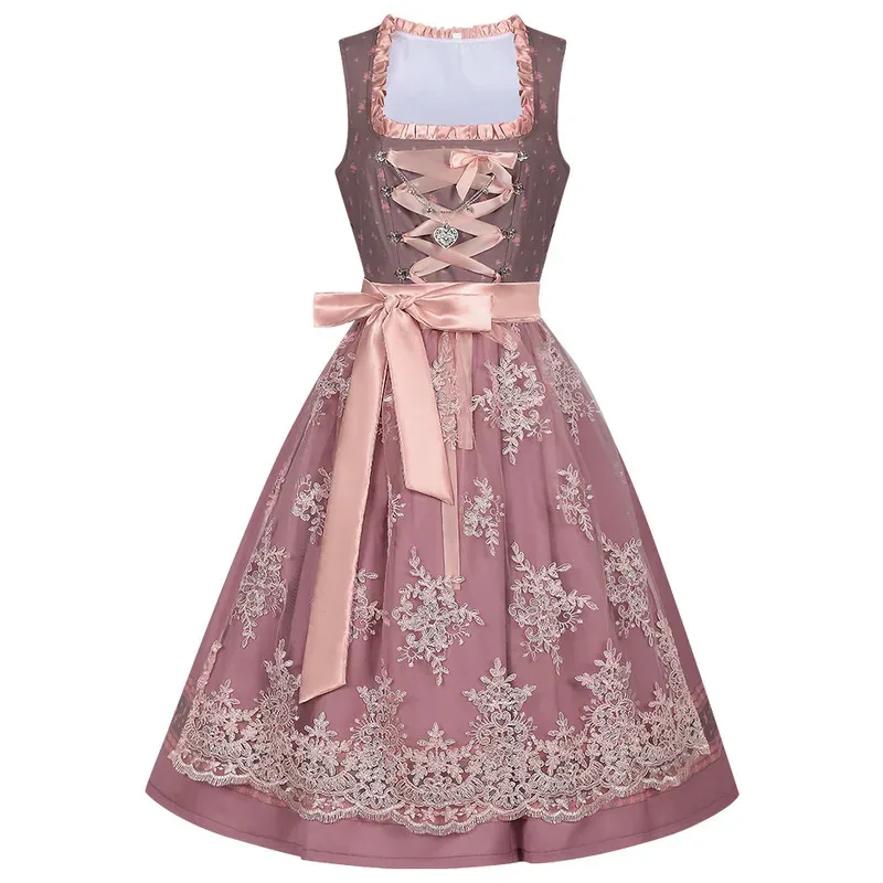 

German Oktoberfest Bavarian Traditional Beer Girl Dirndl Dress Halloween Carnival Party Europe Elegant Maid Cosplay Costume lf[5