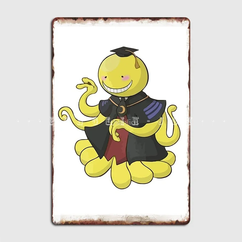 Asassination Classroom Angry Koro Sensei, letrero de Metal tímido y lindo, placas de cocina de cine personalizadas, cartel de estaño para Pub y garaje