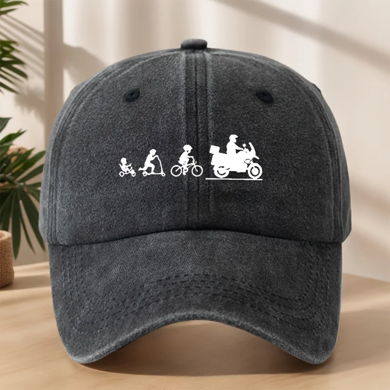 

Мужская винтажная бейсболка с велосипедным принтом, легкая, спортивная уличная одежда, уличная/повседневная/покупка, потертая в стиле ретро