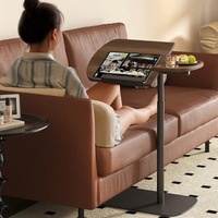 Height-Adjustable Laptop Sofa Desk Mobile Bedside Workstation Foldable Study Table with Rolling Tray for Bedroom or Living Room