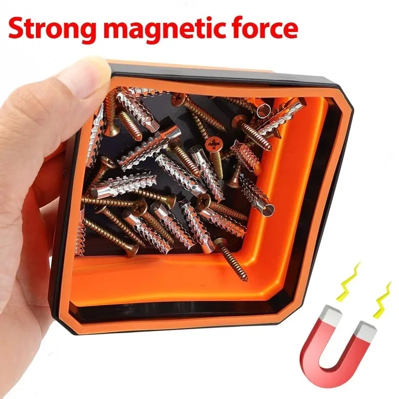 Collapsible Magnetic Screw Tray Silicone Parts Holder Square Folding Tool Organizer for Nuts Bolts Washers Small Metal Storage