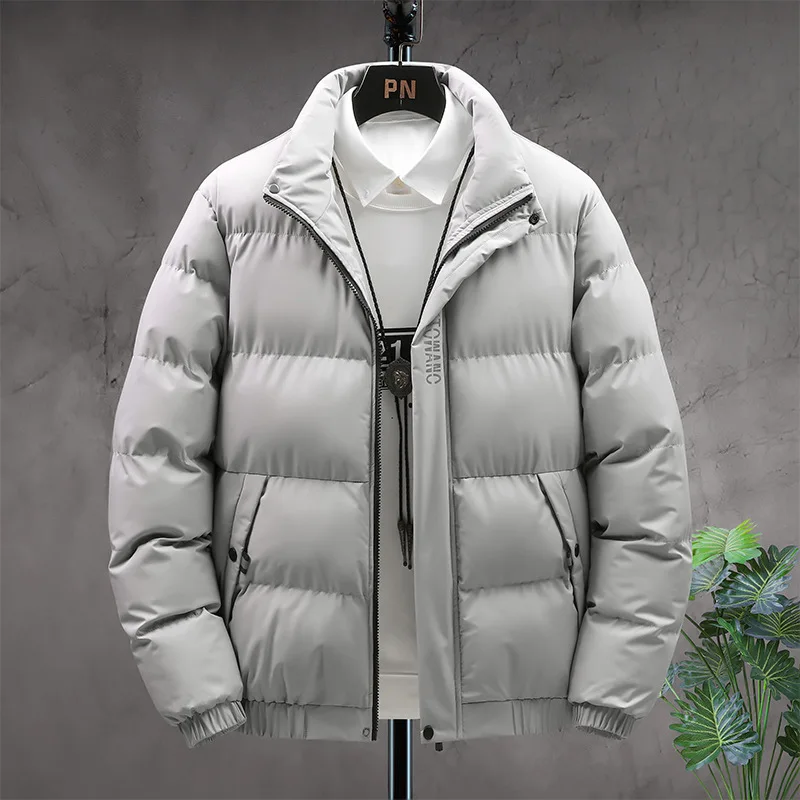 Winter Parkas Men 2023 Thick Warm Bomber Jacket Waterproof Long Sleeves Coat Collar Outerwear Plus Size Pocket Casual Coat