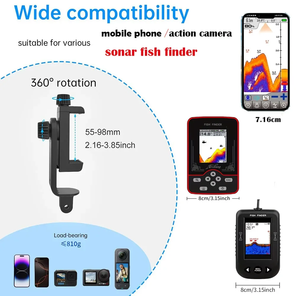 Chest Mount Fish Finder Holder Chest Strap Portable Phone Action Camera Stand Fishing Sonar Bracket Hand Free Fishing