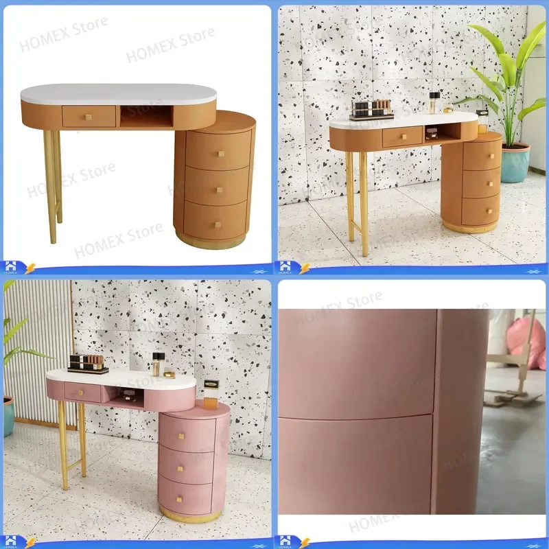 Small Orange Portable Manicure Table with Dust Collector Vacuum Nail Desk Professional Salon Equipment for Gel Polish Acrylic