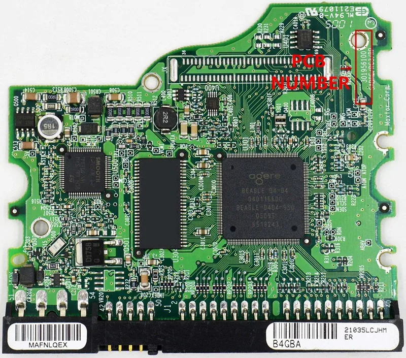 Maxtor Desktop IDE Hard disk circuit board BOARD NUMBER:  301956100 /MAIN CONTROLLER IC : 040116600
