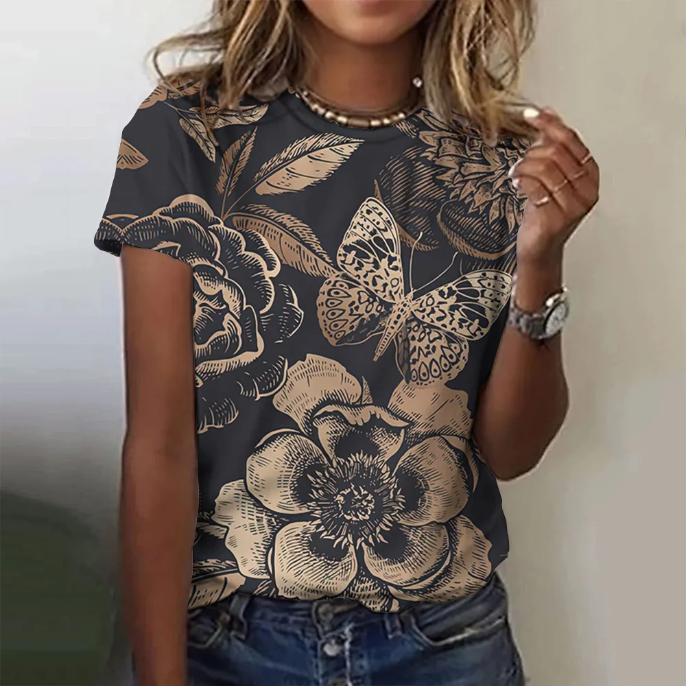 Summer Fashion Butterfly Bird 3D Print T-shirts Women Streetwear Casual Y2k Short Sleeve T Shirt O-neck Tees Tops Clothing