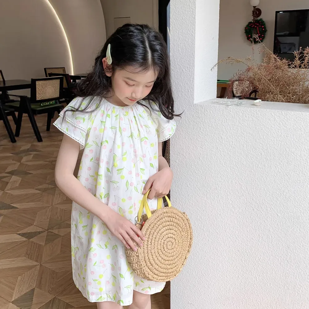 

Детская одежда, одежда для девочек, летние платья для девочек, платье с вишневым узором, платье с французским принтом, платье с цветочным узором, платье принцессы для девочек ﻿