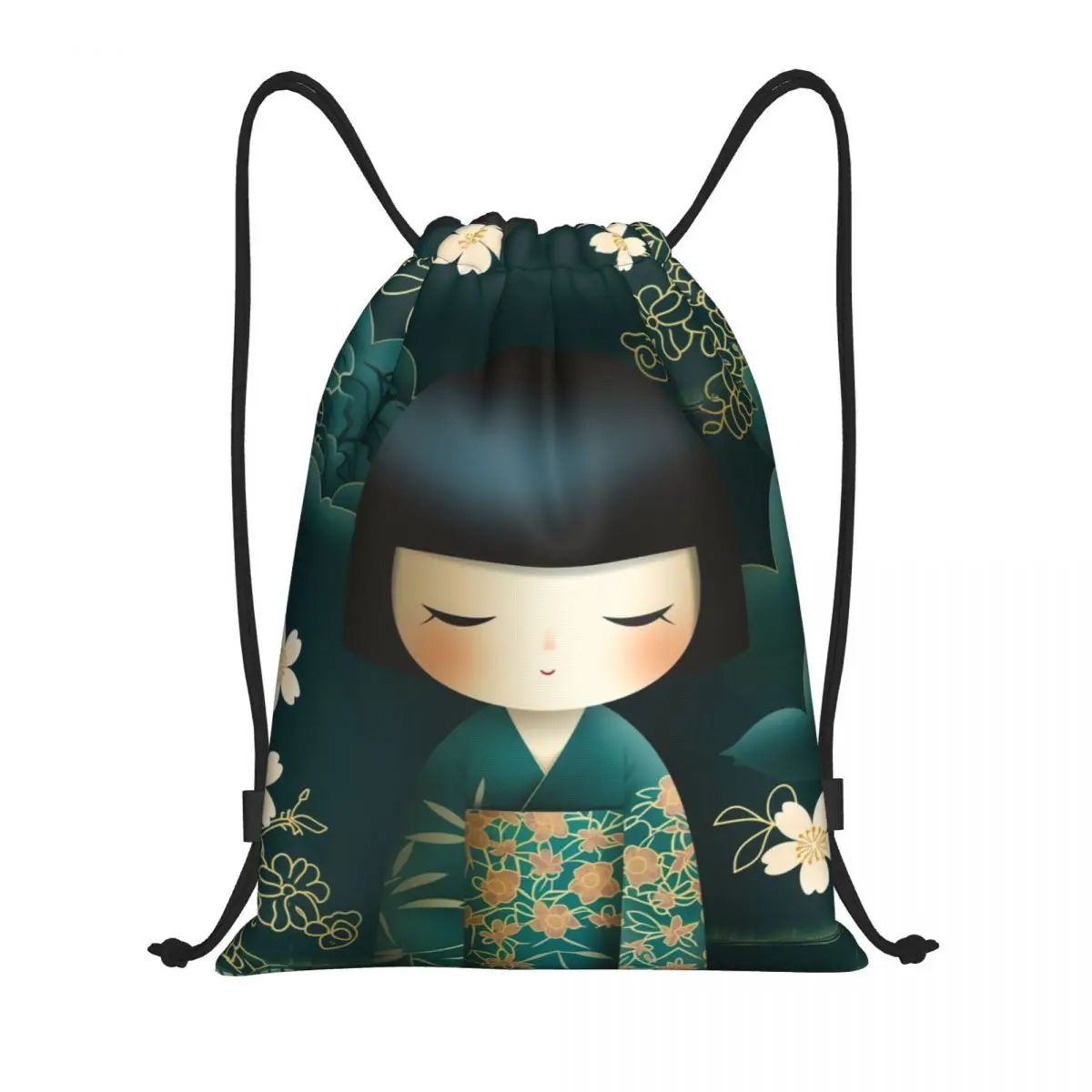 

Японское кимоно для девочек, кукла Кокеши, рюкзак на шнурке, сумки для мужчин и женщин, легкий спортивный рюкзак для спортзала, мешки для путешествий