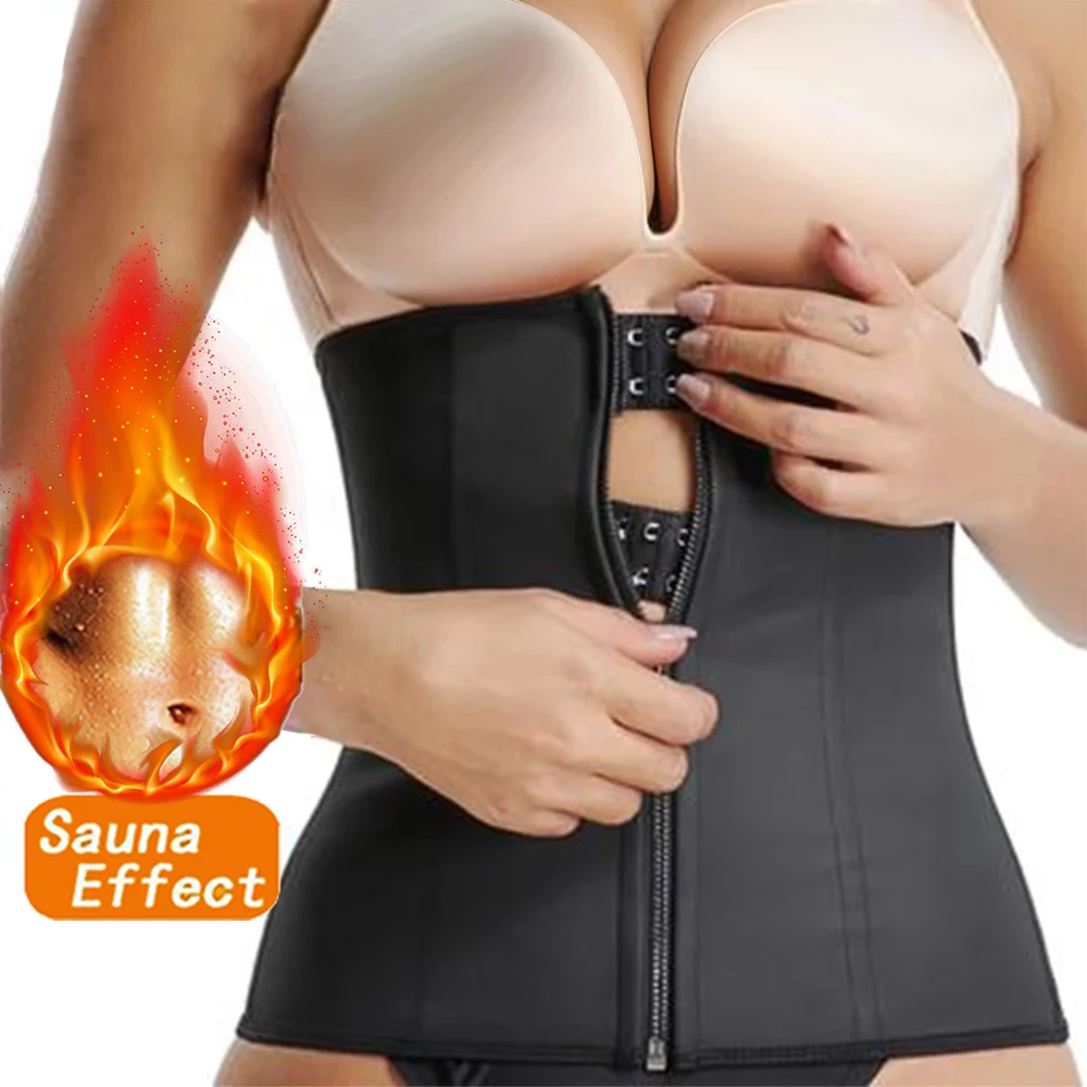 Women Sauna Sweat Waist Trainer Body Shaper Hook Zipper Bustiers Waist Cincher Tops Slimming Shapewear Weight Loss Belts Girdle