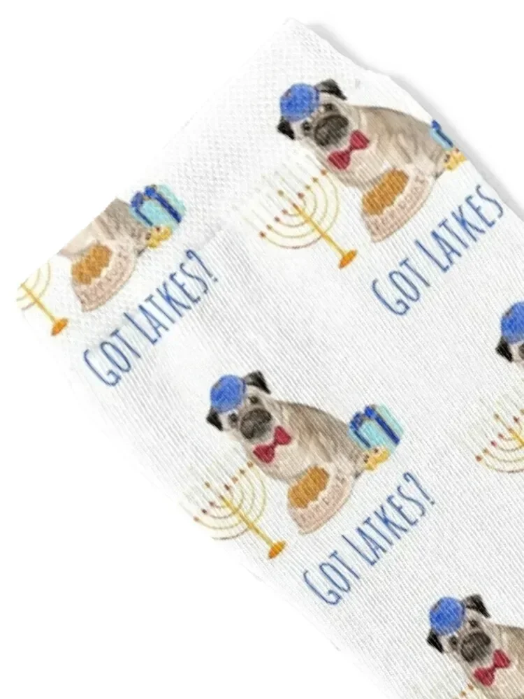 Got Latkes? Cute Hanukkah Pug Celebrates Hanukkah Socks Toe sports new year Socks For Girls Men's