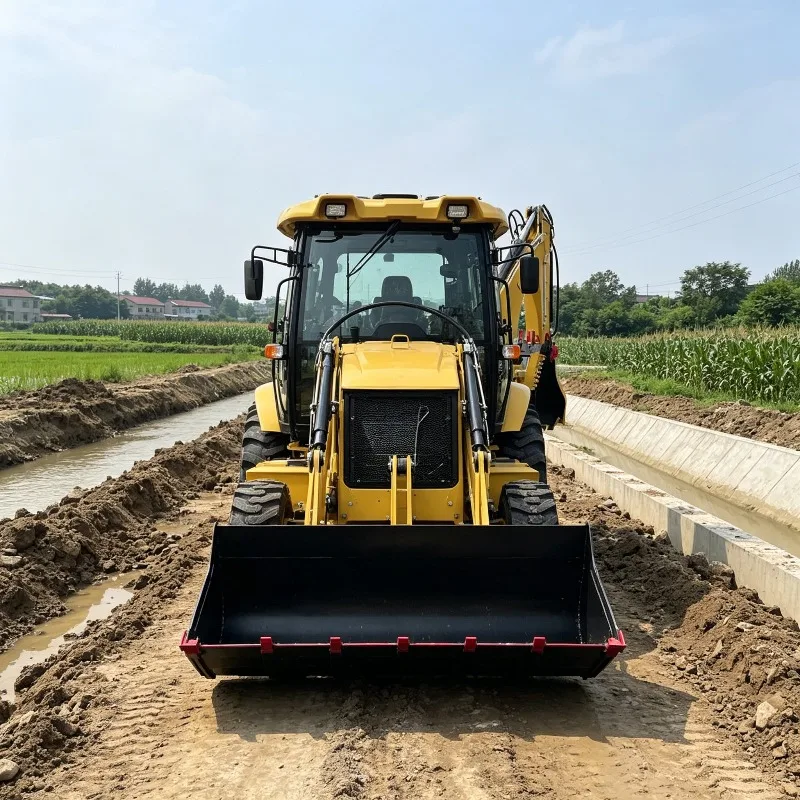 Heavy Duty Multi-functional Backhoe Loader Full Hydraulic Four Wheel Drive for Construction Municipal Landscaping Customized