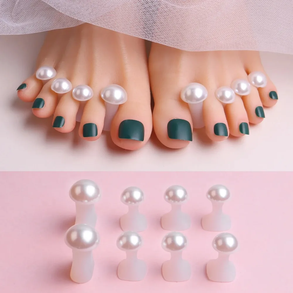 卸売ホワイトパールソフトシリコンつま先セパレーター（ネイルポリッシュ用）、足用つま先スペーサーセット、ネイルポリッシュを塗ったり、爪を修復したりするためのもの