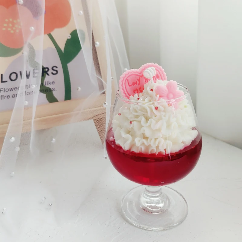 Picture 3: Romantic Creamy Red Wine Glass Scented Candle Soy Wax Dinner Decoration Handmade Gift Perfect for Birthday Parties