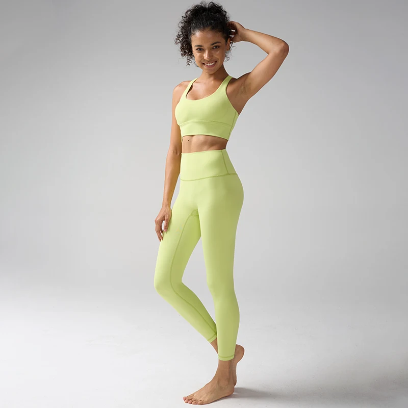 

Женский комплект для фитнеса и йоги, спортивный бюстгальтер с перекрестными бретелями, штаны для йоги с высокой талией, дышащая спортивная одежда, одежда для тренировок