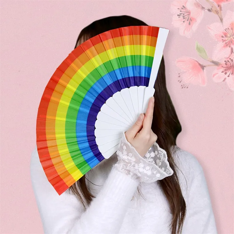 Sommer Regenbogen Handheld Falt fächer für Hochzeits feier Dekoration Festival Tanz lgbt Homosexuell Stolz Fan Regenbogen Hochzeit Hand Fan