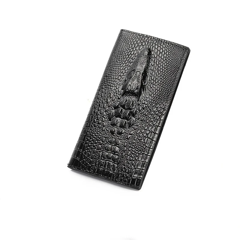 

High Quality Men's Fashion Crocodile Pattern Long Practical Wallet Customized USD Large Coin Size Minimalist Wallet