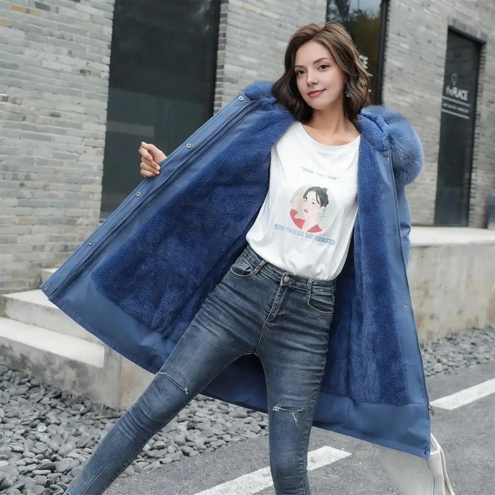 Plus Size Women Coat Women's Fleece Lined Parka Thicken Fuzzy Faux Fur Hooded Down Jacket with Pockets Winter Warm Drawstring Sh - view 4