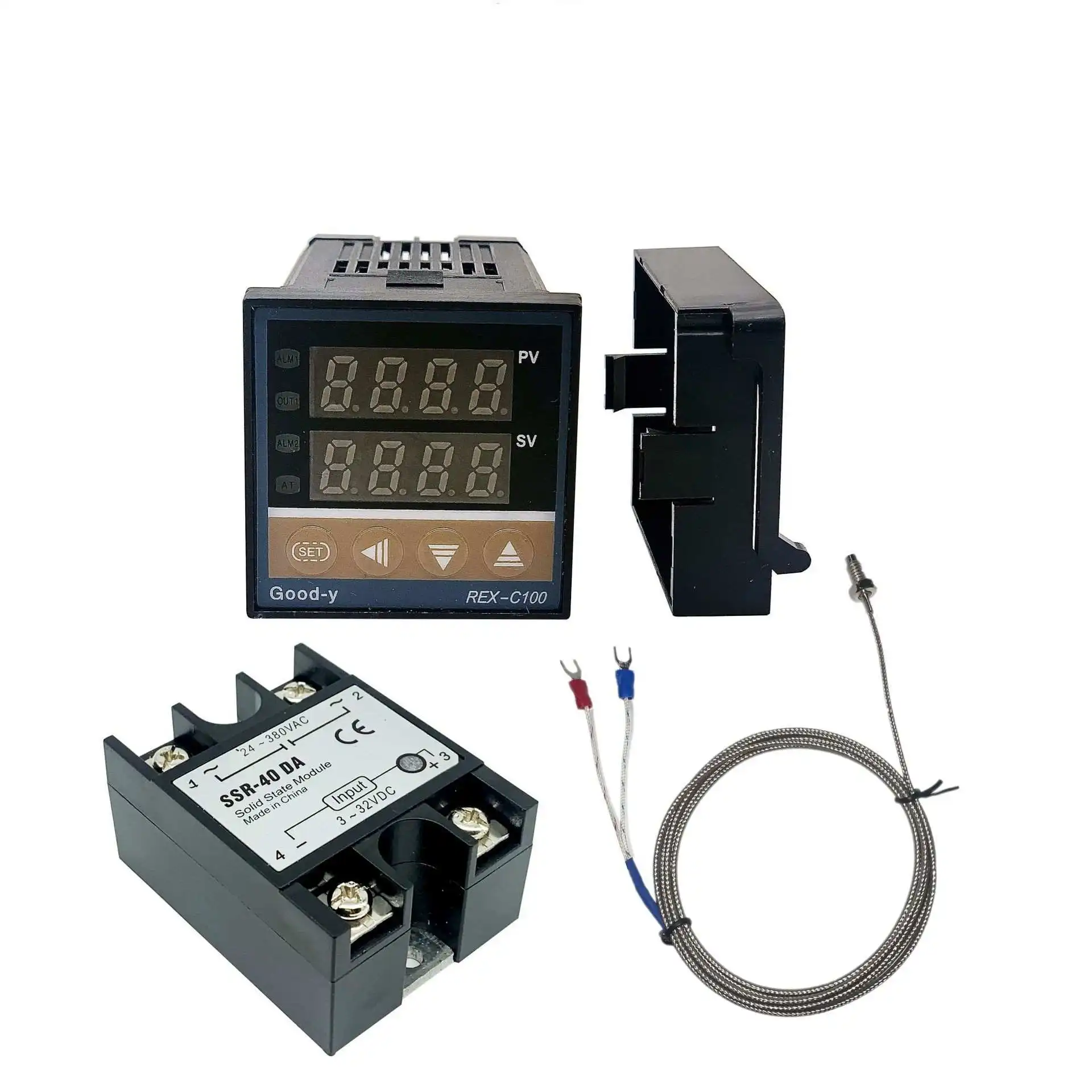 温度コントローラーREX-C100サーモスタット、ssr出力、max.40a ssrリレー、k Thermal probe、高品質アップグレード