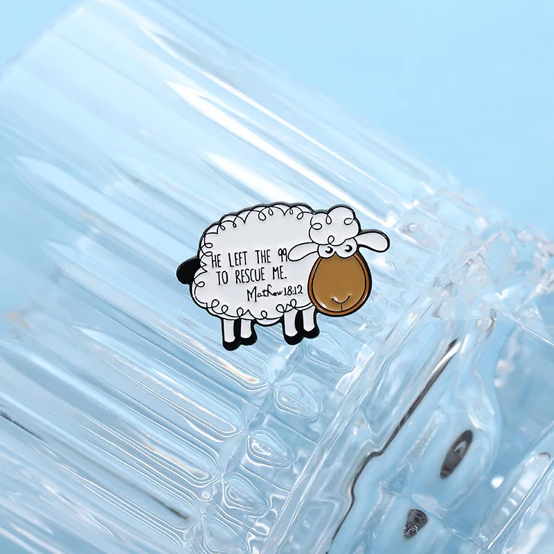 لطيف الأبيض الحيوان الأغنام بروش دبابيس يقتبس انه ترك 99 لإنقاذني المينا سبيكة معدنية التلبيب دبوس مجوهرات الإكسسوارات هدية الدعائم #1