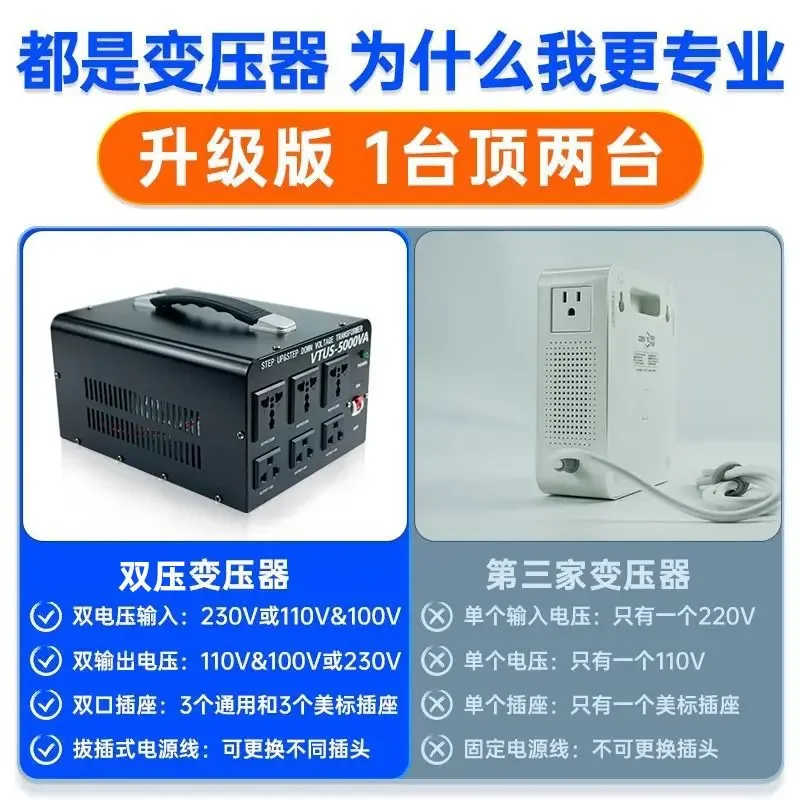 2500W/220V to 110v transformer electrical universal high power voltage power converter Japan 100v US 120v