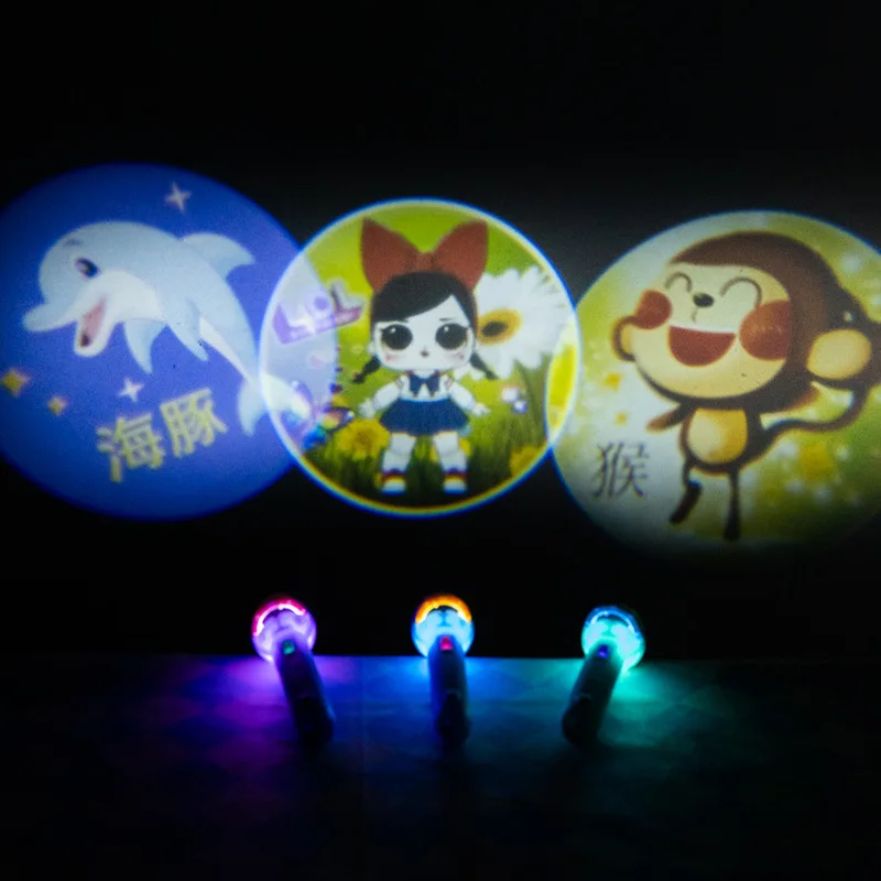 24 Pictureschildren'S Projection Flashlight Mini Handheld  Recognition Baby Companionship Glowing Toy Animal Gift Back to School