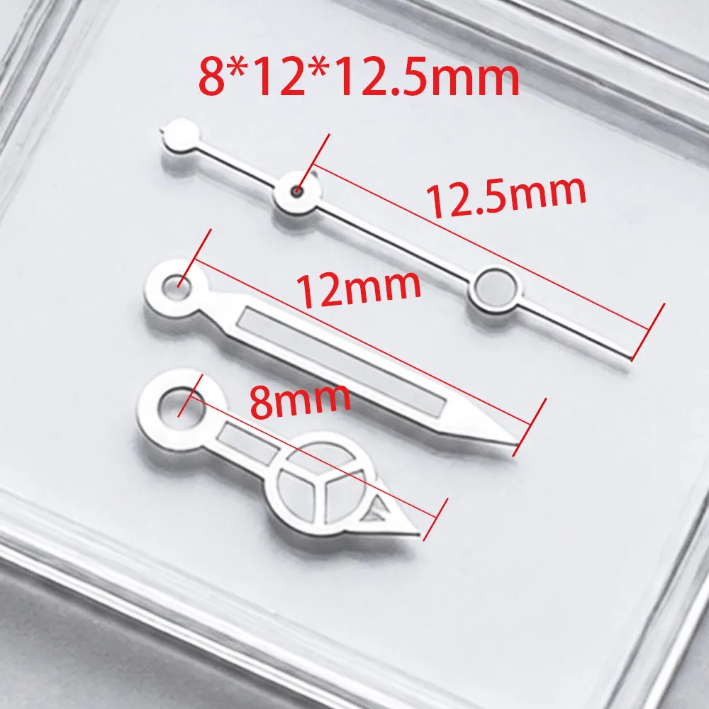12,5 mm silberne Uhrzeiger, blau und grün, grün leuchtend, passend für NH35 NH36 M8205 8215 821A DG 2813 3804 ETA 2824 2836 Uhrwerk – Detail 1