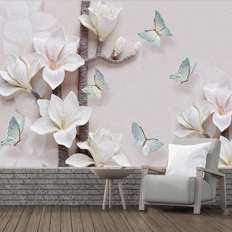 Modern Yulan Flower Butterfly Relief Decorative Art For Romantic Fashionable And High-End Living Room Sofa And Background Wall