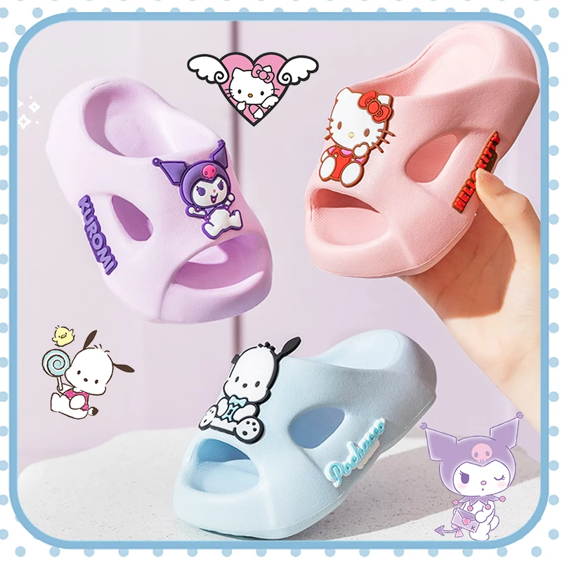 

Sanrio Kids Slippers Kawaii Soft Comfortable Spring Home Bathroom Cartoon Hello Kitty Kuromi Pochacco My Melody Cute Girls Gift