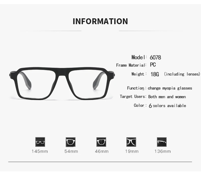 Lichtempfindliche Farbwechselnde Kurzsichtbrille, Rutschfester Brillenrahmen, Blaulichtfilter Kurzsichtbrille 6178 – Detail 8