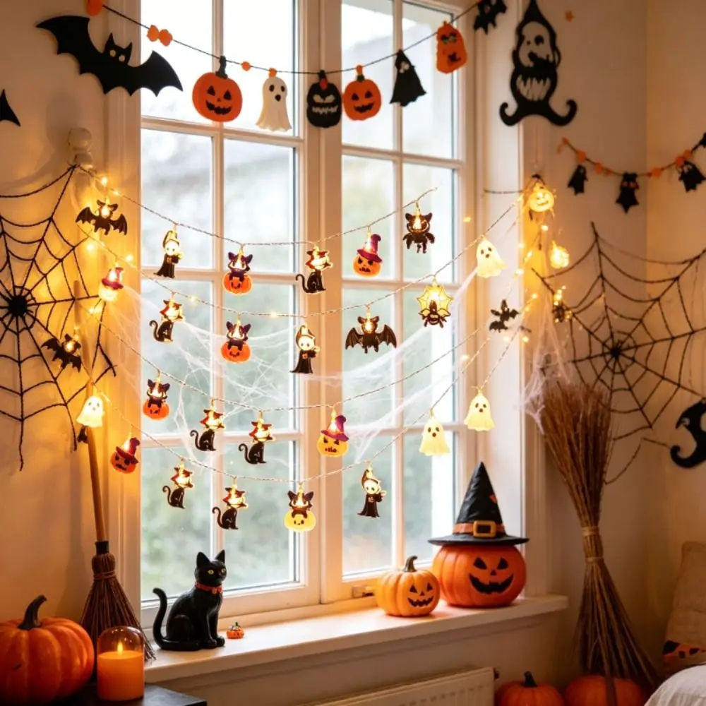 Luminous Props Bat Witch Halloween Light String Pumpkin Ghost Party Decoration Funny Ornaments LED Light Holiday Decoration