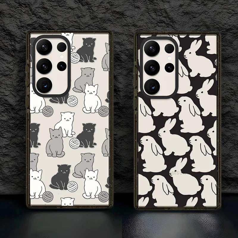 Cartoon Running Horse Acrylic Black Border Case for Samsung Galaxy S26 S25 S24 S23 Ultra S26U S24+ S25+ S26 Plus Protective Case