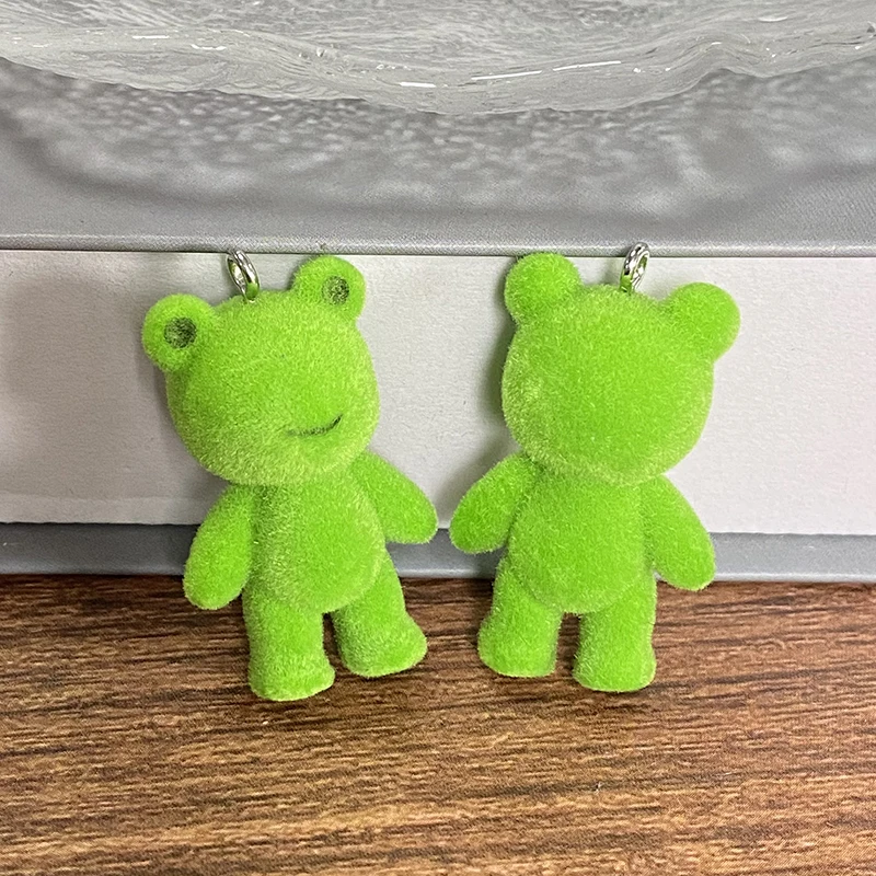 3 pz verde miniatura soffice rana bambola ciondoli animali per portachiavi gioielli che fanno fai da te carino collana telefono Charms accessorio