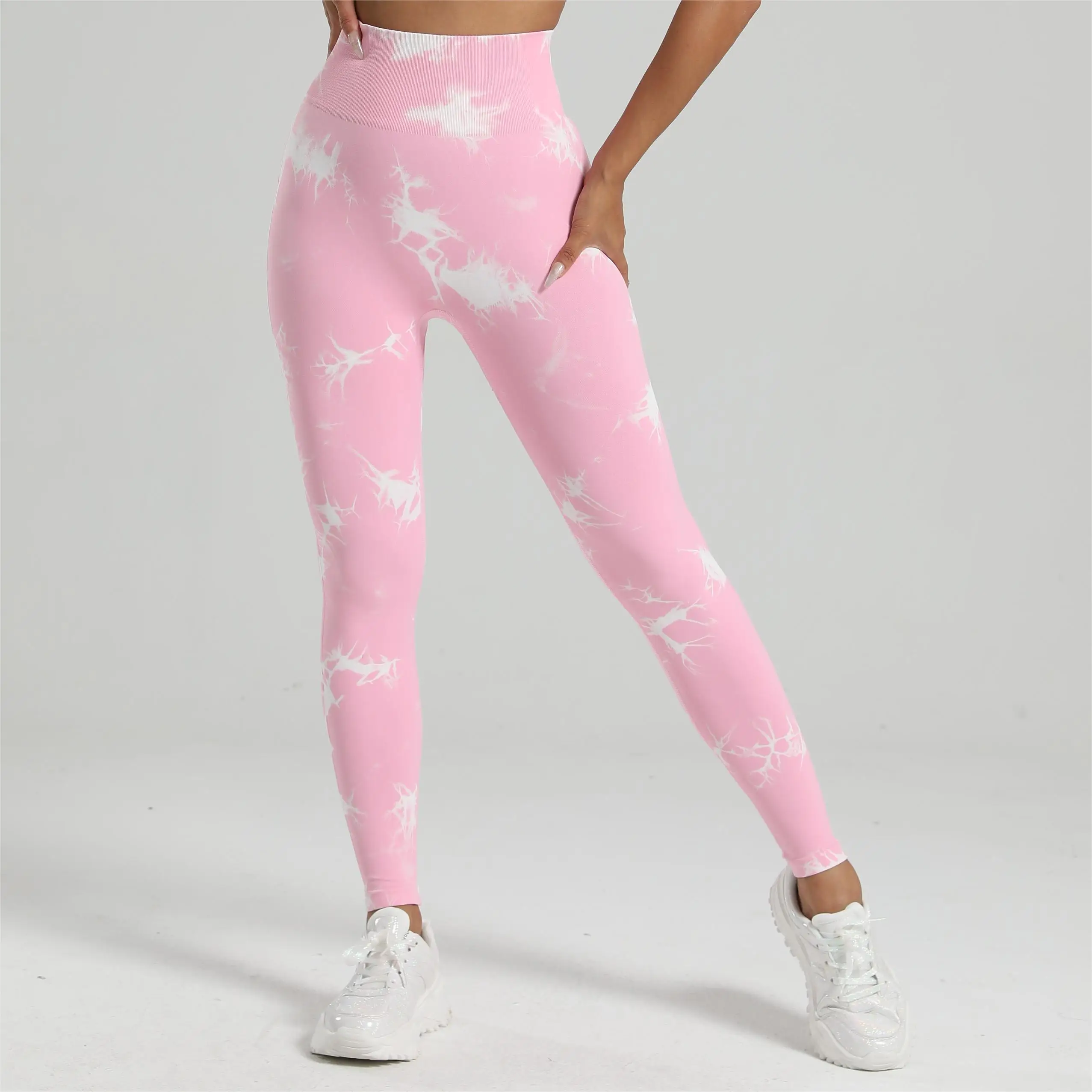 2 pezzi donne Tiedyed Scrunch Leggings palestra senza soluzione di continuità Yoga allenamento calzamaglia sportiva Fitness bottino sollevamento