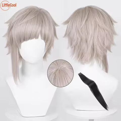 High Quality Atsushi Nakajima Cosplay Wig Short Linen Gray Heat Resistant Synthetic Hair Anime Cosplay Wigs + Wig Cap