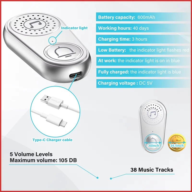 Wireless Call Button Doorbell Intercom System For Disabled Elderly Child Communication