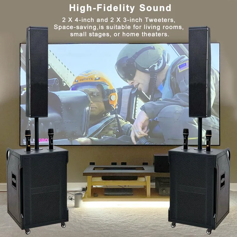 Best Selling Column Speakers With Wireless Microphone Professional 15 Inch Active Line Array Column Speaker Pa System