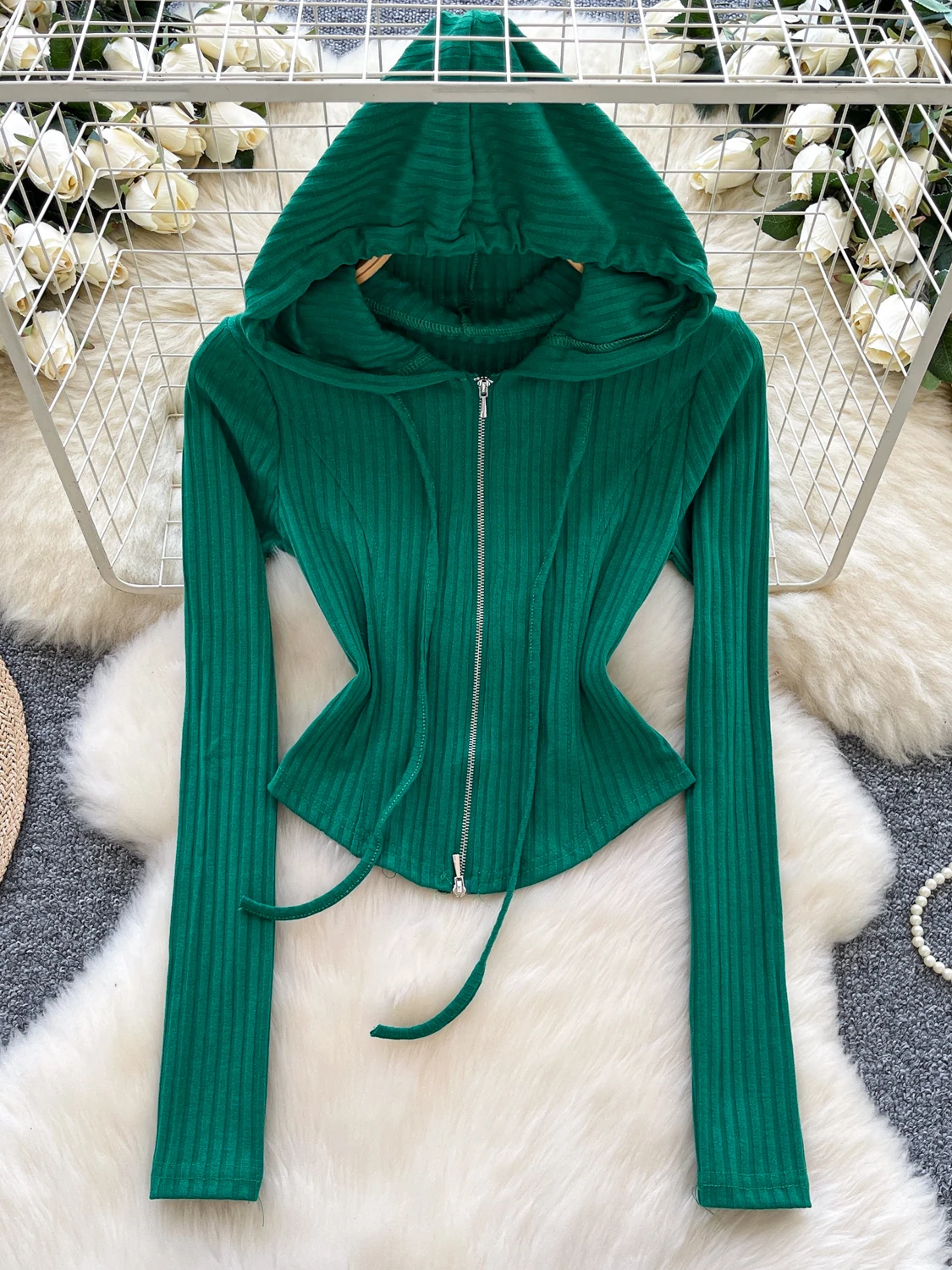 

Корейская повседневная толстовка с капюшоном Faion Long Sve Jaet, женская облегающая спортивная одежда, топ V-Ne, вязаный кардиган, осень 2023 г.