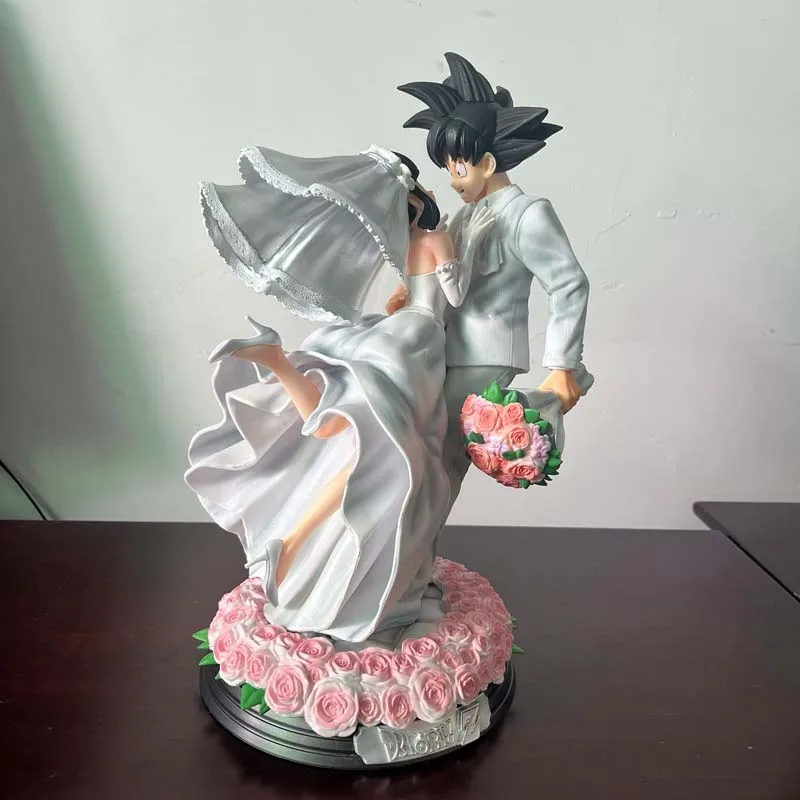 Dragon Ball Z Son Goku Chichi Wedding Version wukong qiqi PVC Figure Model Toys Statue Collection Wedding Cake Ornament Gift