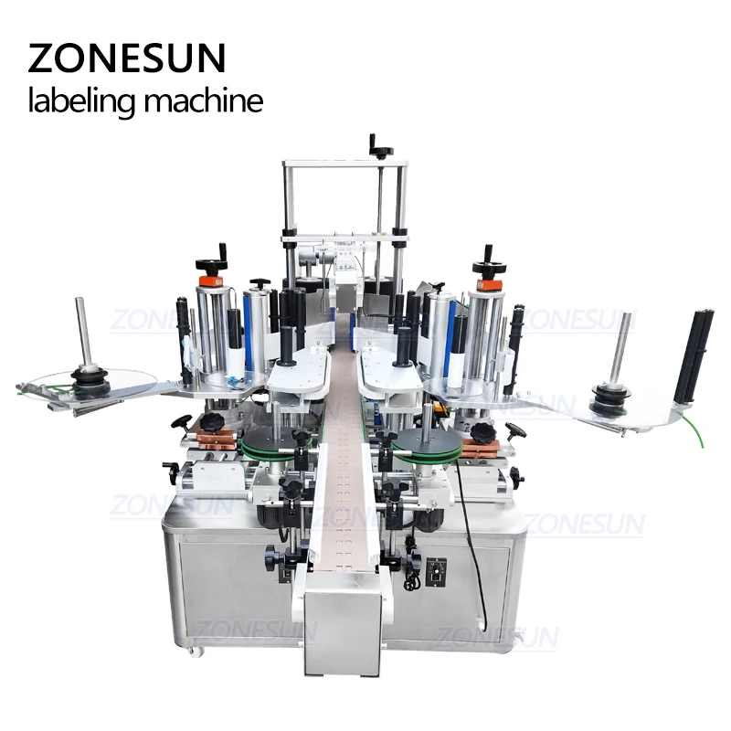 ZONESUN Automatic Dual-side Sticker Irregular Square Flat Plastic Bottle Can Jar Cream Labeling Machine Label Applicator view 5