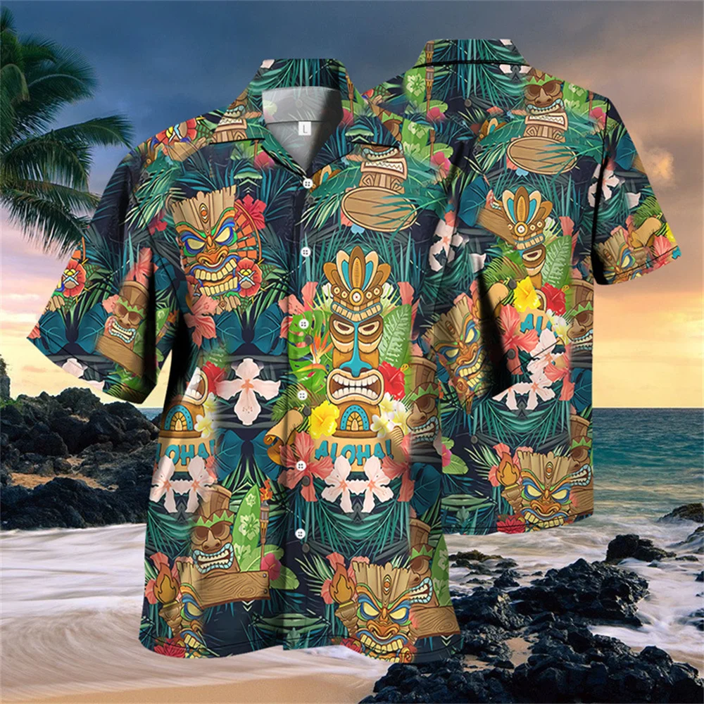 2024 Loose Breathable 3d Print Trendy Cool Fashion Hawaiian Shirts Beach Party Tops Short Sleeves Summer Men\'s Shirts