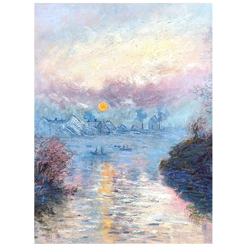 

Pure hand-painted oil decorative painting impression sunrise hanging home entrance