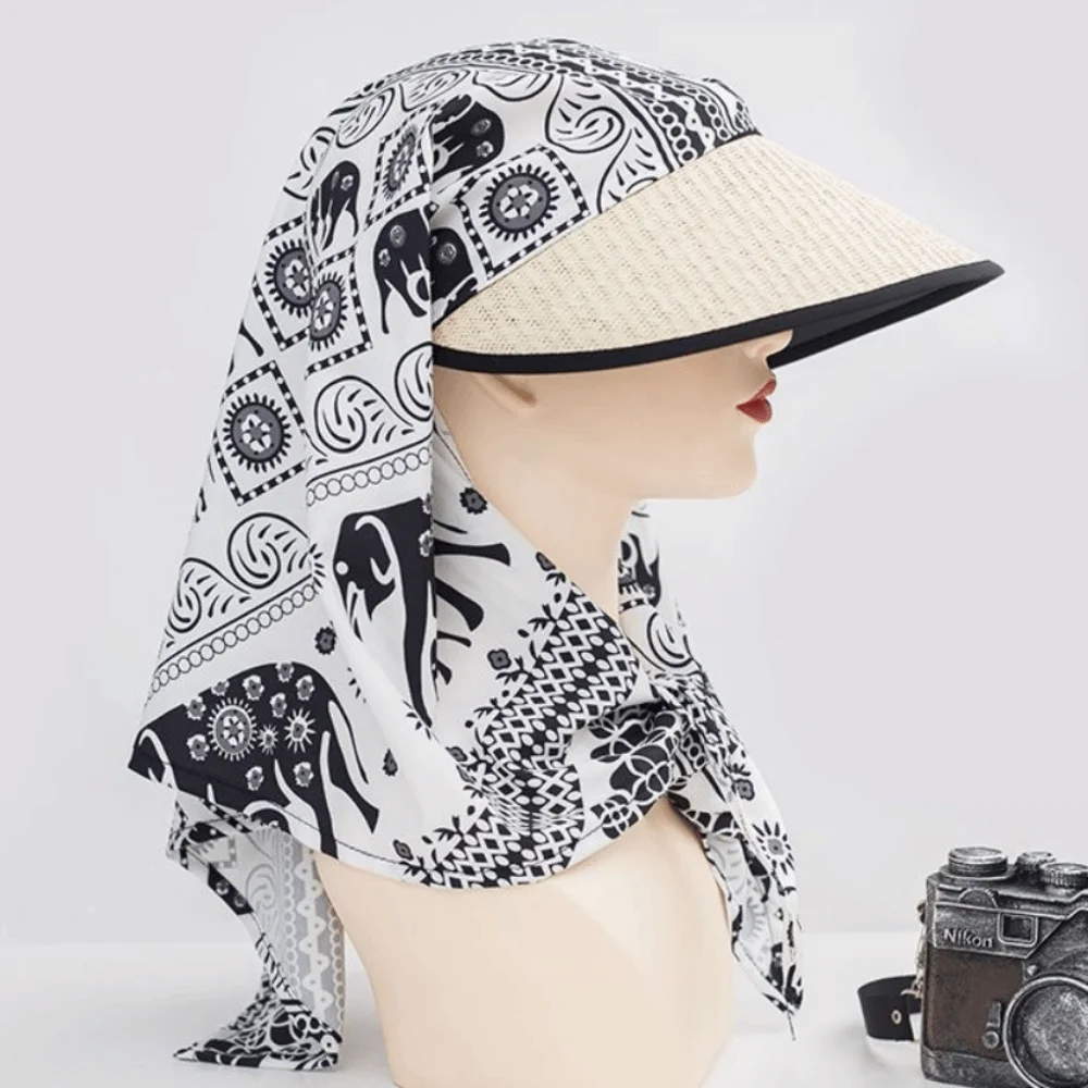 Fashion Polka Dots Women's Headscarf Hat Wide Brim Breathable Beach Sun Hat Full Wrap UV Protection Bucket Hat Summer Outdoor