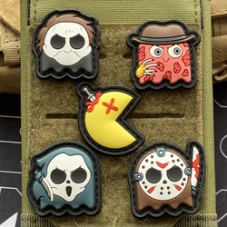 5 SZTUK 3,5 cm Eating Bean Series PVC Patches Mini Hook Patch Cute Nostalgic Pixel Tactical Armband Morality Badge Backpack Stickers