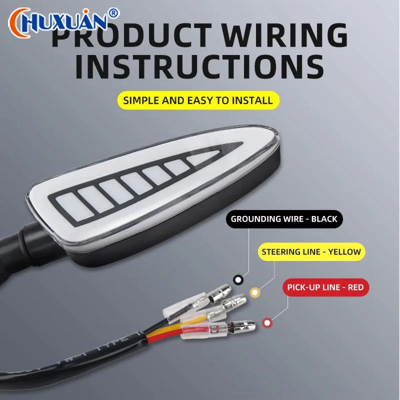 Q 12V Motorcycle LED Turn Signal Light Dual Color Sequential Flowing Indicator Lamp Waterproof Universal Modification Accessory