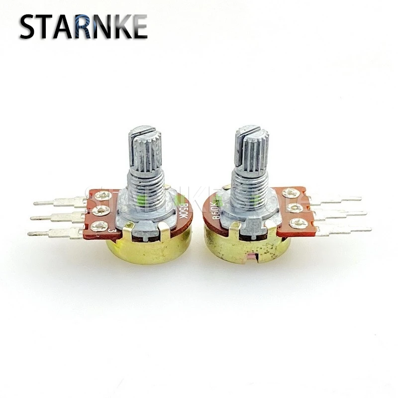 3PCS WTH148 RK16 Type B50K Single 3-Pin Long Feet Speaker Amplifier High And Low Bass Volume Potentiometer Flower Shaft 15mm