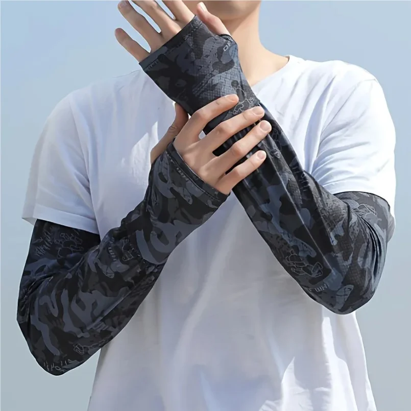 

Men's Summer Sunscreen Arm Protection Ice Sleeves for Outdoor Sports Washable Camo Protective Ice Cool Sleeve Cover Sunscreen