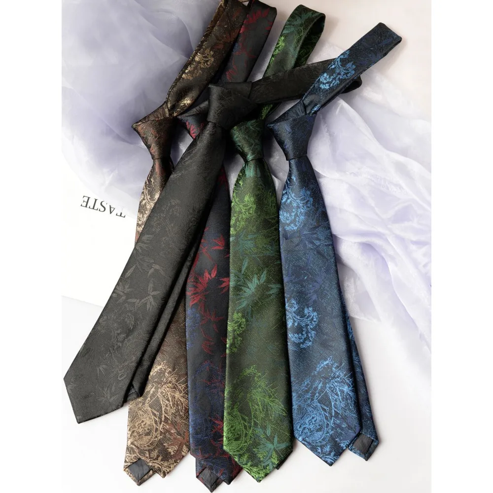 

National Style Pattern Tie Versatile High-end Suit Shirt for Women and Men Long Artistic British Youth Embroidery Trend